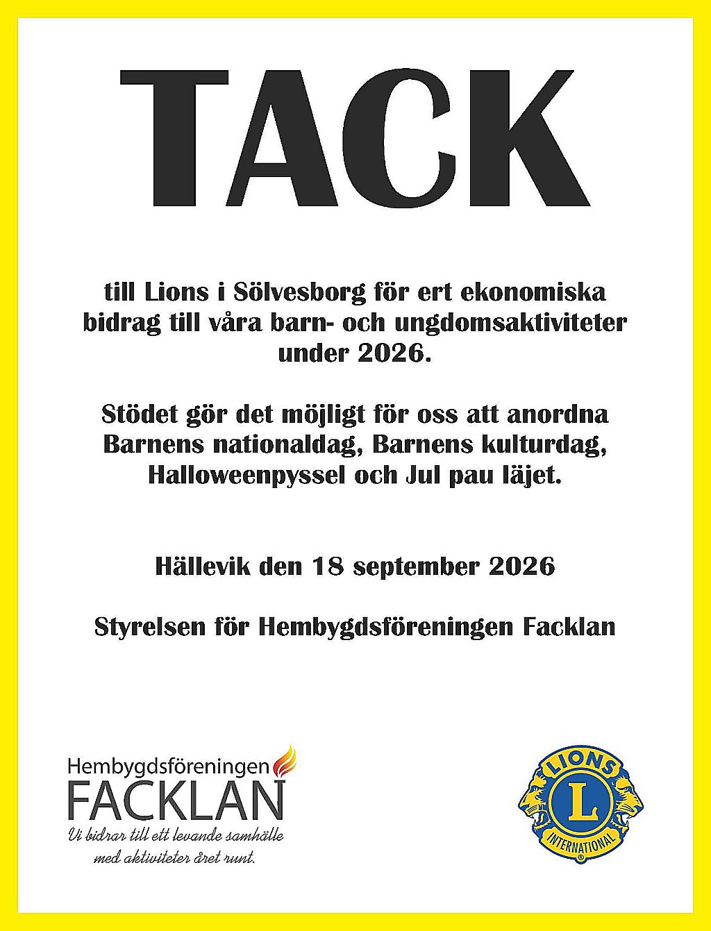 Tack till Lions 2026
