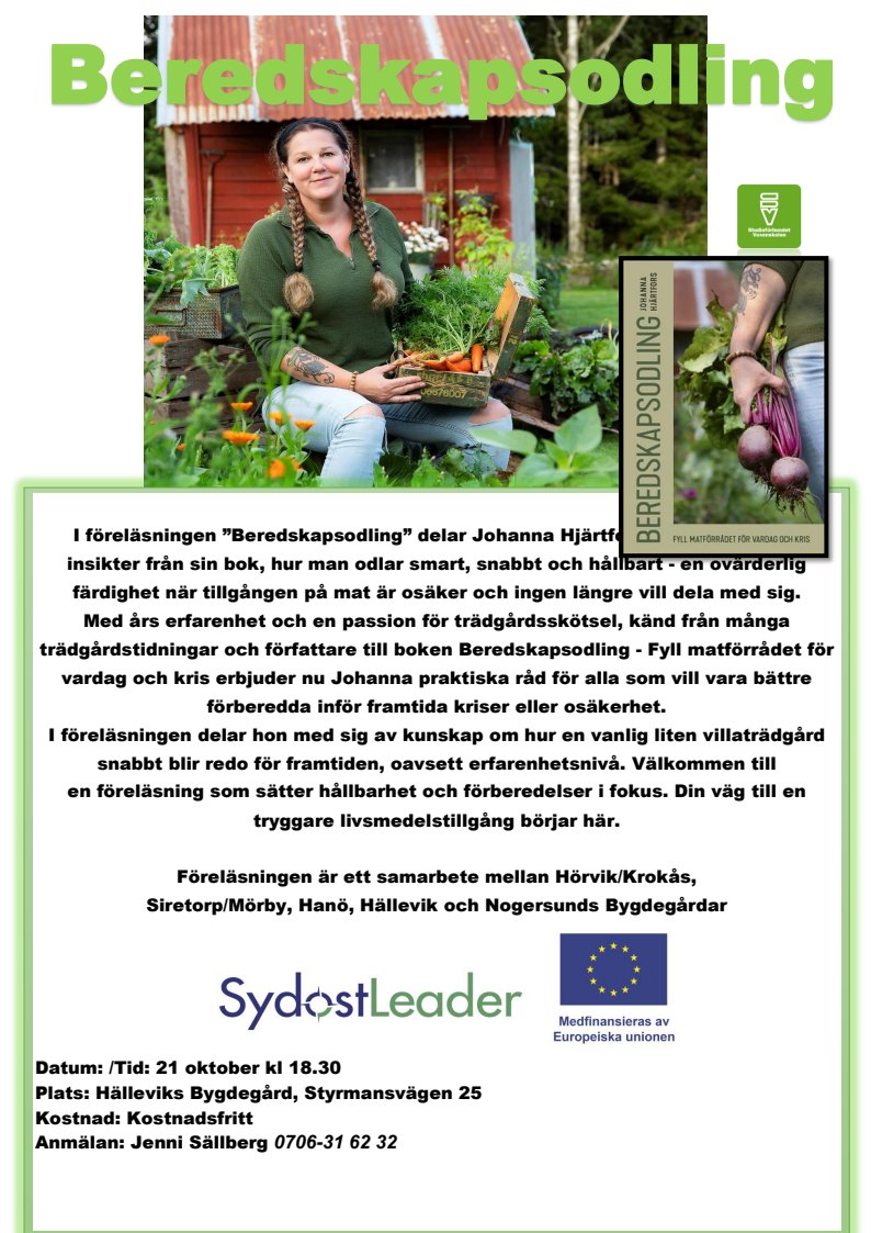 Beredskapsodling 21 oktober kl 18:30